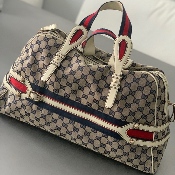 Gucci | Bags | Vintage Gucci Blue Monogram Purse | Poshmark